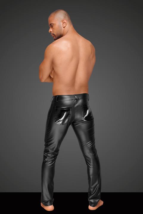 Productafbeelding Noir Handmade Wetlook broek met PVC plooien (M)