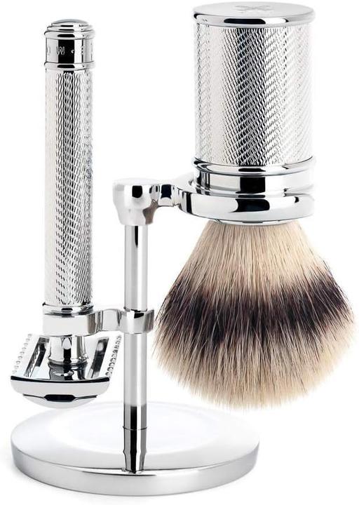 Immagine prodotto Mühle Set da barba, 3 pezzi, pennello da barba con Silvertip Fibre®, HANDCRAFT, rasoio di sicurezza