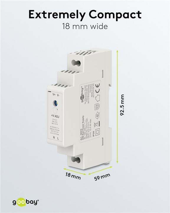 Productafbeelding Goobay DIN-rail voedingseenheid 5 V, 2,4 A, 12 W