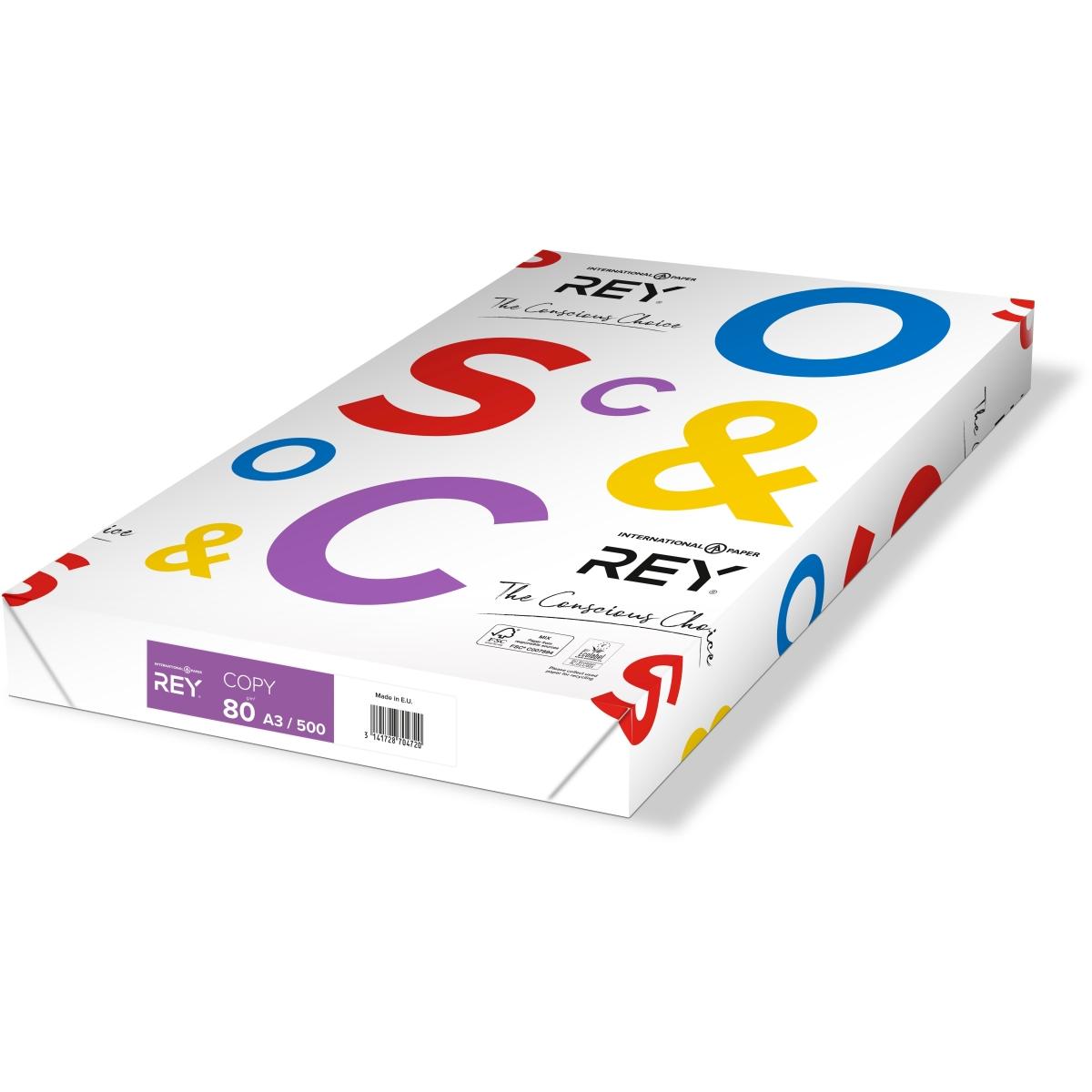 Rey, Kopierpapier, Multifunktionspapier COPY, DIN A3, 80 g/qm, weiss blanko, für Inkjet-, Laserdrucker und Kopierer (80 ...