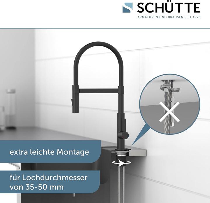 Produktbild Schütte Wasserhahn Küche MIAMI Spültischarmatur Schwarz matt mit Soft-Touch Schlauch Schwenkbar 79147