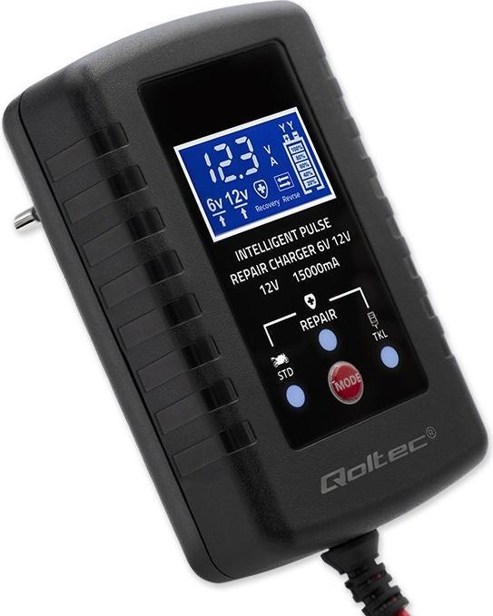 Produktbild Qoltec Ladegerät für AGM GEL STD 6V 12V 2A LED-Anzeige (12V, 6V, 2 A)