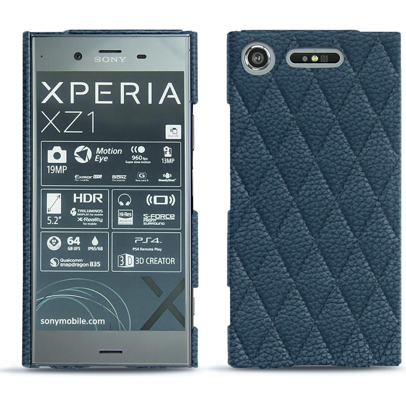 Thumbnail - Noreve Lederschutzhülle (Sony Xperia XZ1), Smartphone Hülle, Blau