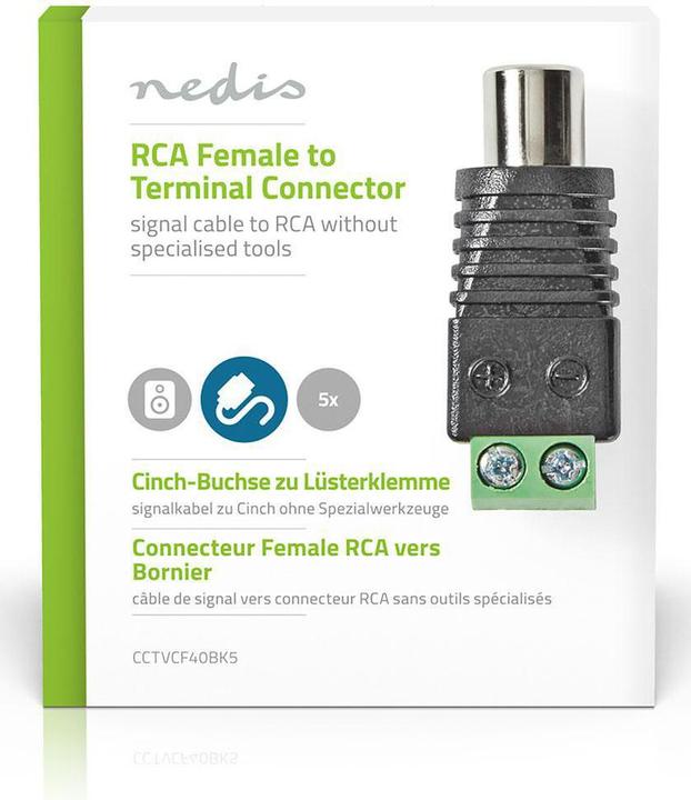 Produktbild Nedis CCTVCF40BK5 Sicherheitsstecker für CCTV 5, 2 Kabel auf Cinch-Buchse (Netzteil)