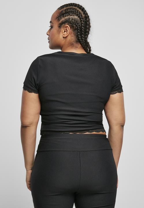 Produktbild Urban Classics Ladies Cropped Lace Hem Tee (XXL)