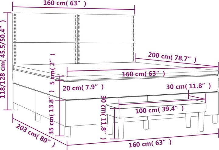 Image du produit vidaXL Boxspringbett (160 x 200 cm)