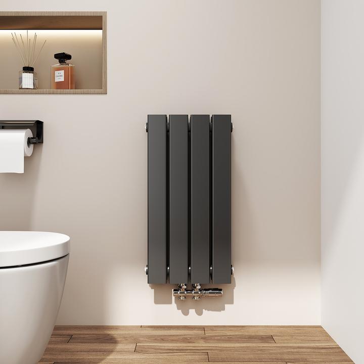 Actual product image Emke Radiator, Flat Radiator with Central Connection, Black 60x30cm 327W Double Layers (327 W)