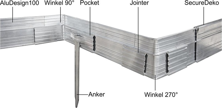 Actual product image Green Split Corner angle 90 degrees for ultra-strong aluminium lawn edging 24cm | bed edging | bed border (24 cm)