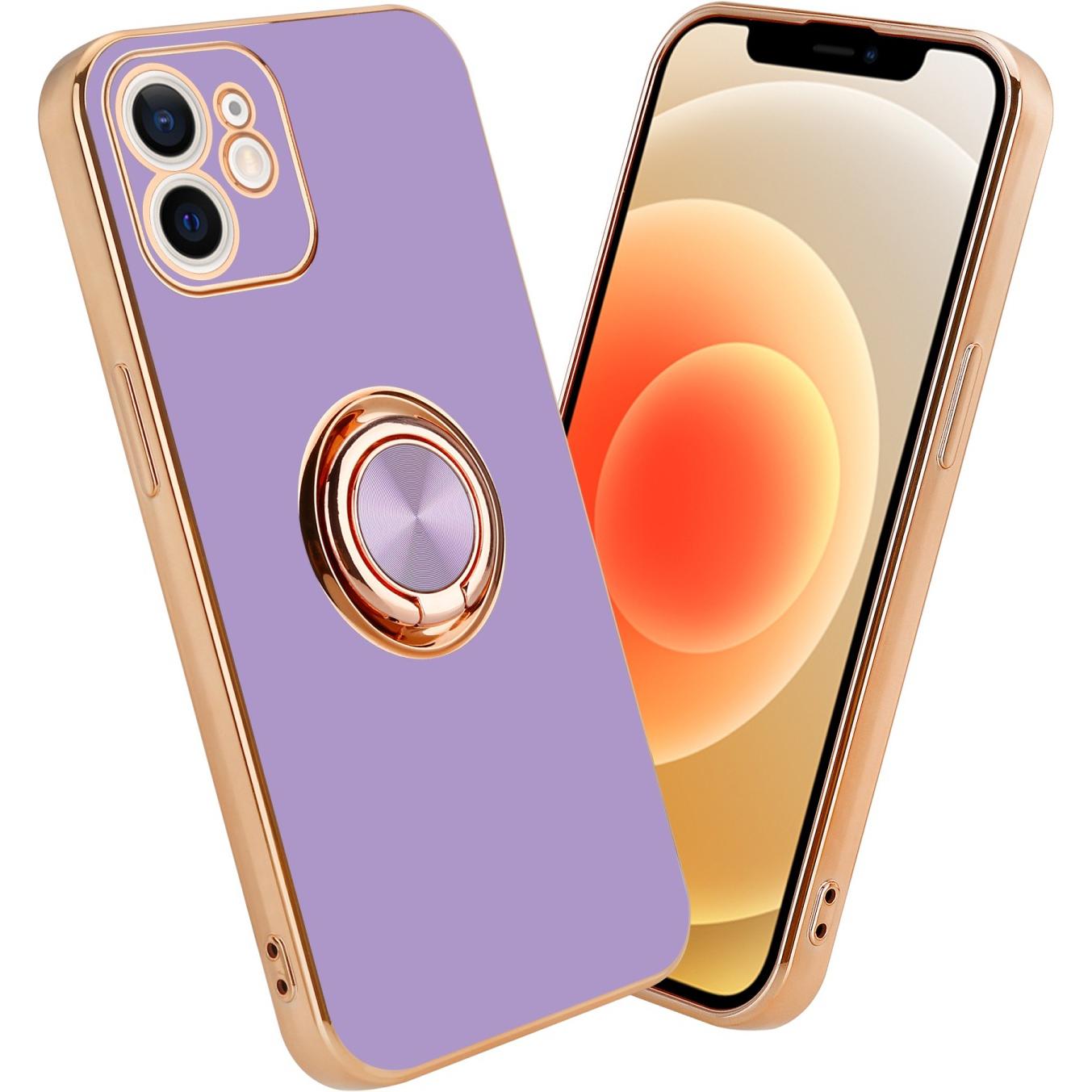Cadorabo Hülle für Apple iPhone 12 im TPU mit Kameraschutz und Ring LM089 Style (Apple iPhone 12), Smartphone Hülle, Vio...