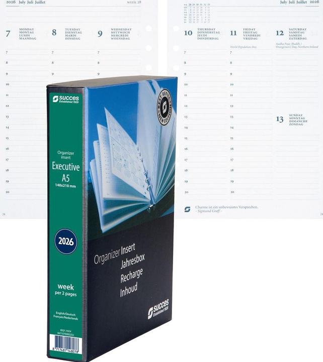 Actual product image Succes Agenda A5 2026 847107000 1W/2S Ersatz kompl. 14.8x21cm (A5, 1 week / 2 pages)