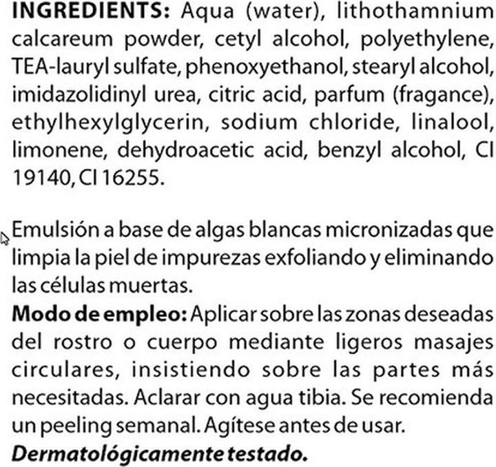Valori nutrizionali e ingredienti algologie Maschera idratante e ringiovanente 50ml (50 ml)