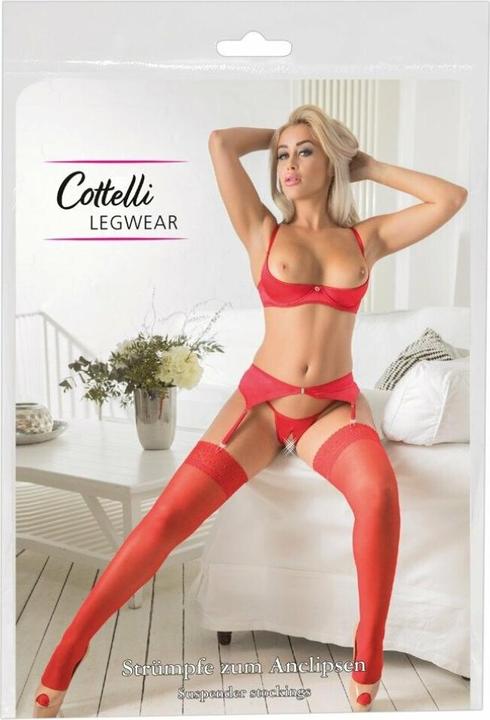 Actual product image Cottelli Collection Suspender stockings red (XL)