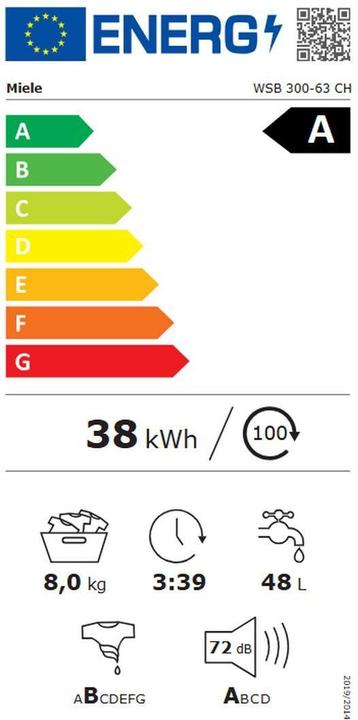 Etichetta energetica Miele WSB 300-63 CH (8 kg, A destra, Modificabile)