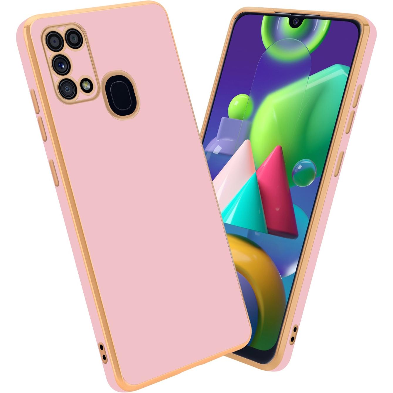 Cadorabo Hülle für Samsung Galaxy M31 im TPU mit Kameraschutz LM130 Style (Samsung Galaxy M31), Smartphone Hülle, Rosa