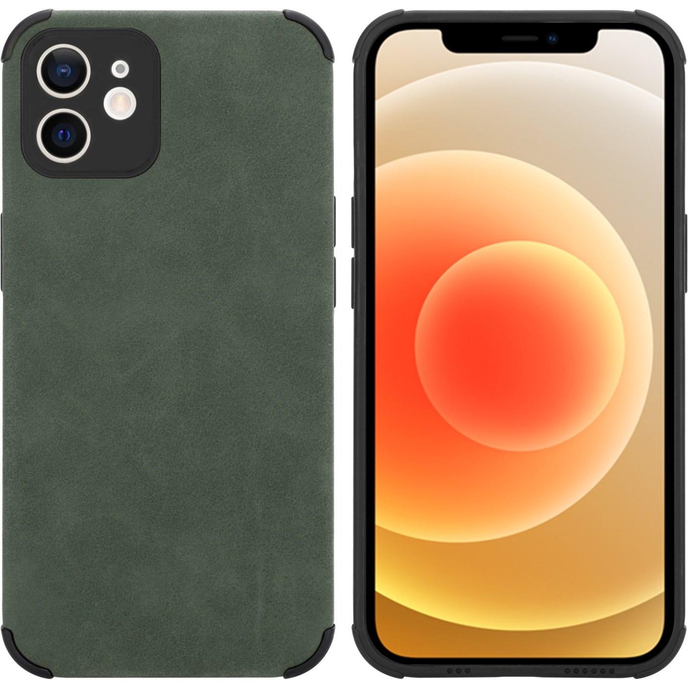 Cadorabo Hülle für Apple iPhone 12 im TPU Matt Leder LM161 Style (Apple iPhone 12), Smartphone Hülle, Grün