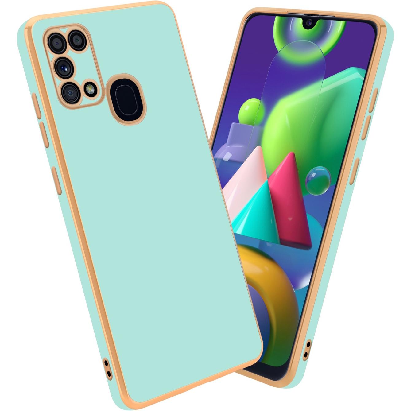 Cadorabo Hülle für Samsung Galaxy M31 im TPU mit Kameraschutz LM130 Style (Samsung Galaxy M31), Smartphone Hülle, Grün