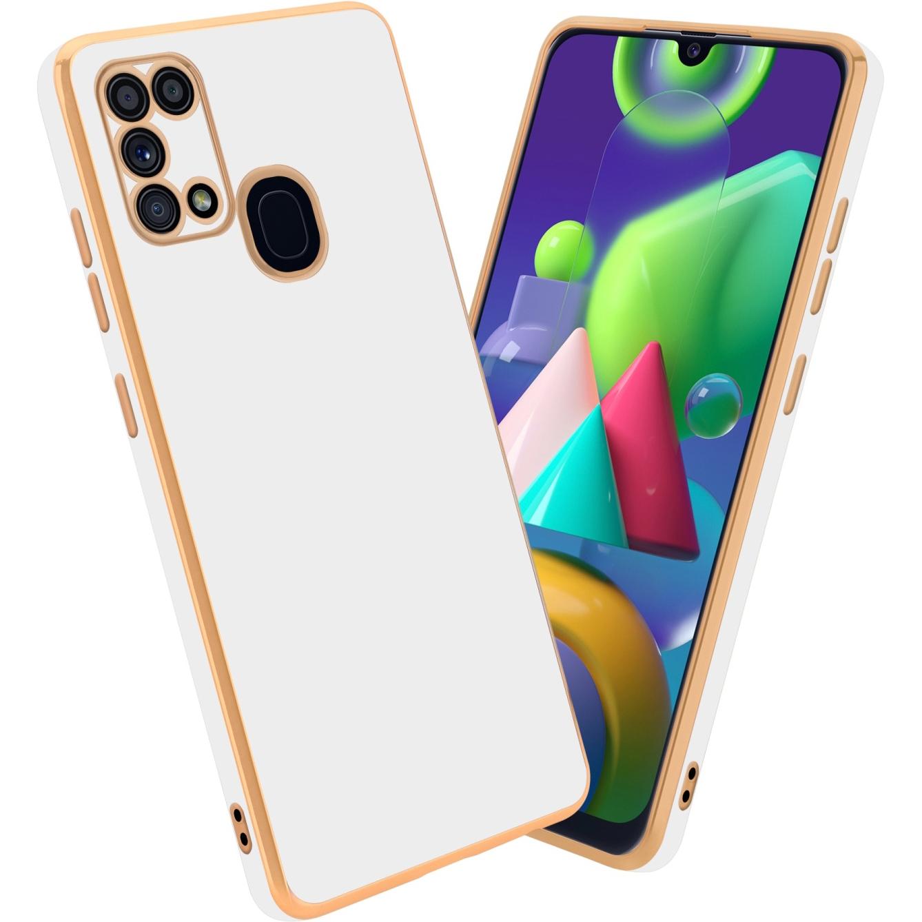 Cadorabo Hülle für Samsung Galaxy M31 im TPU mit Kameraschutz LM130 Style (Samsung Galaxy M31), Smartphone Hülle, Weiss
