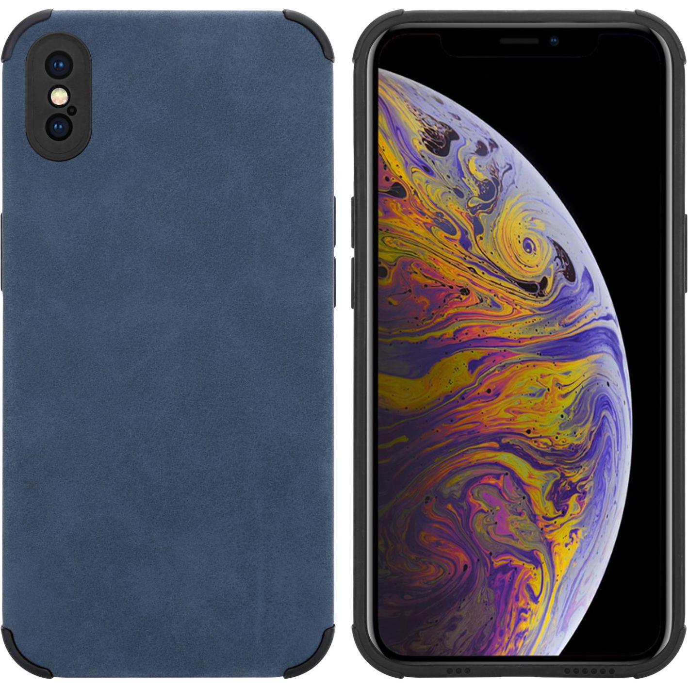 Cadorabo Hülle für Apple iPhone XS MAX im TPU Matt Leder LM161 Style (Apple iPhone XS Max), Smartphone Hülle, Blau