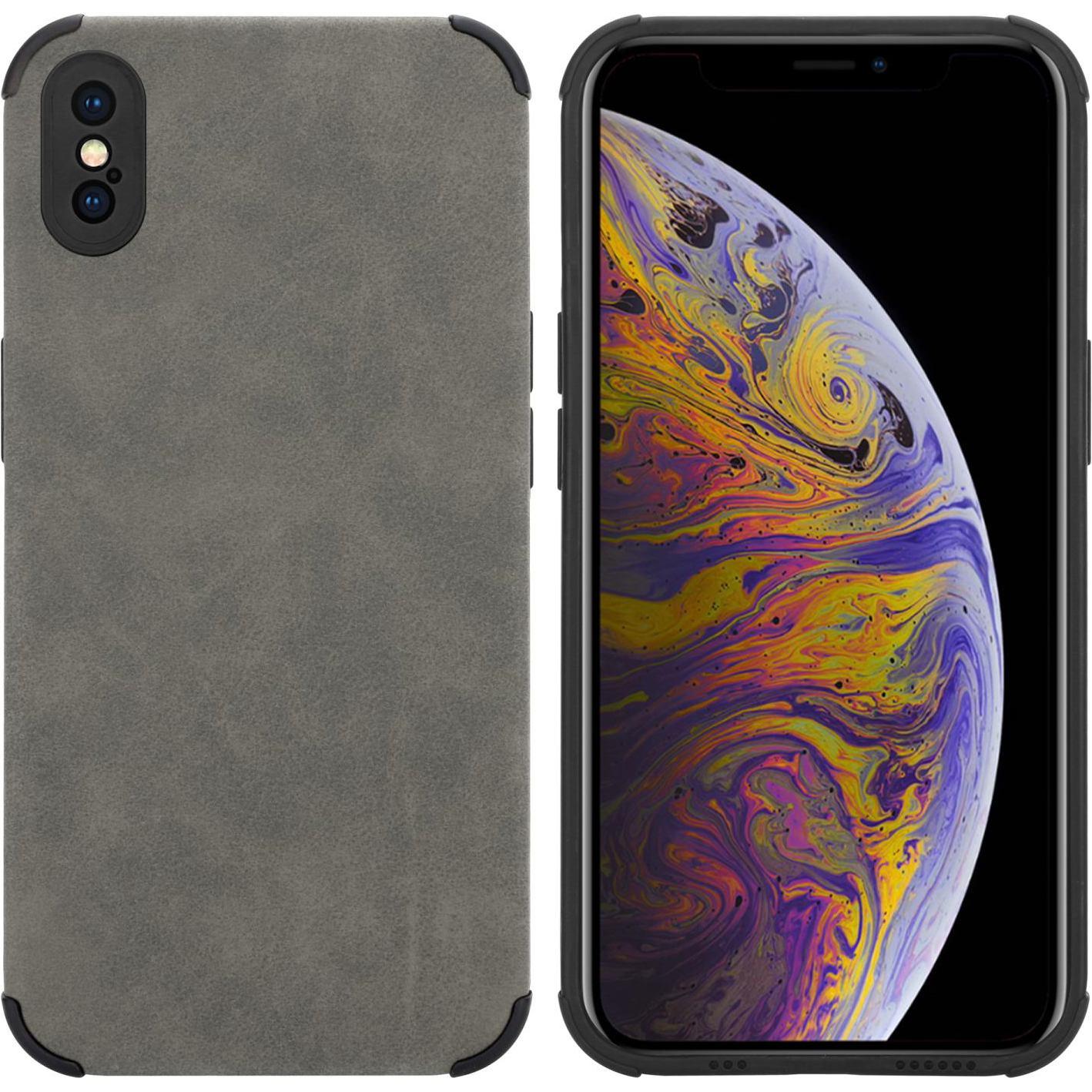 Cadorabo Hülle für Apple iPhone XS MAX im TPU Matt Leder LM161 Style (Apple iPhone XS Max), Smartphone Hülle, Grau
