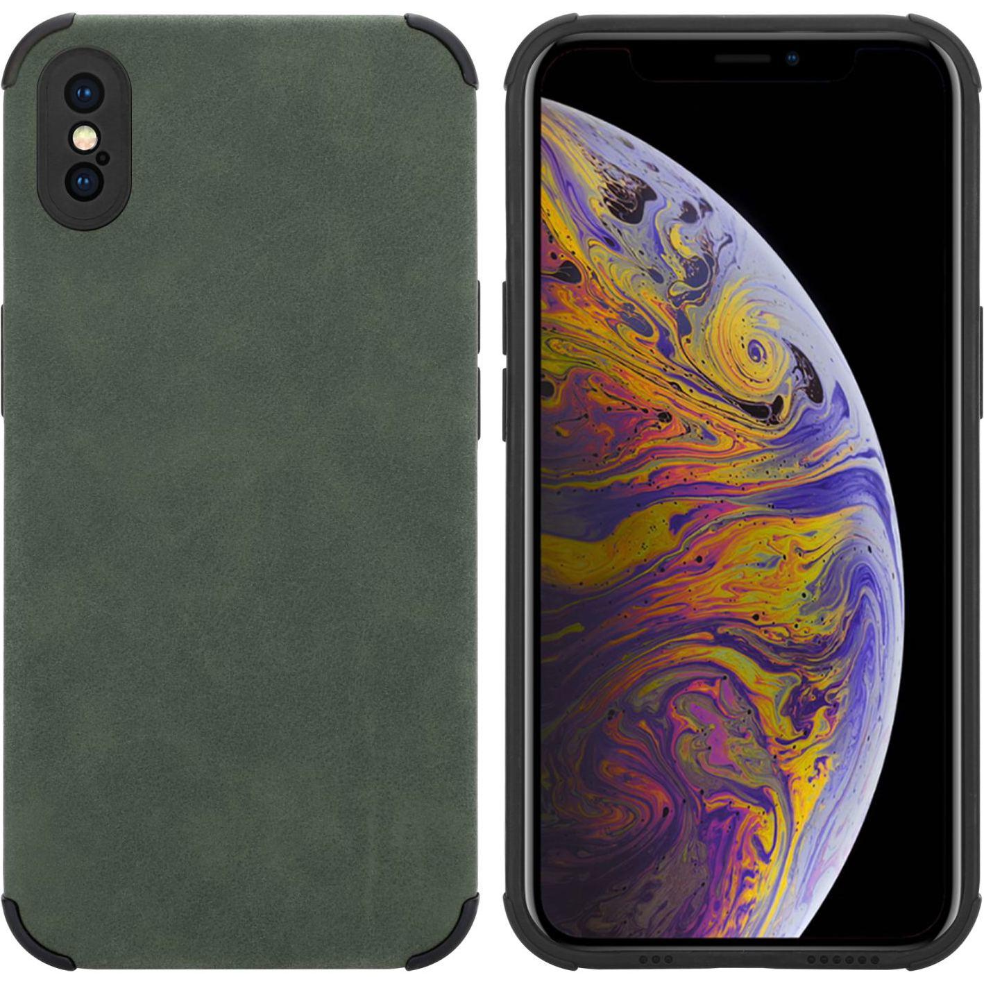 Cadorabo Hülle für Apple iPhone XS MAX im TPU Matt Leder LM161 Style (Apple iPhone XS Max), Smartphone Hülle, Grün