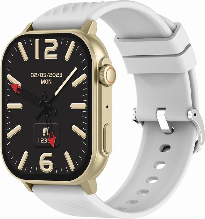 Actual product image Gravity GT15-10 Damen-Smartwatch, weisses Silikonarmband + goldenes Armband