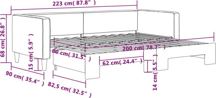 Produktbild vidaXL ausziehbares Tagesbett (80 x 200 cm)