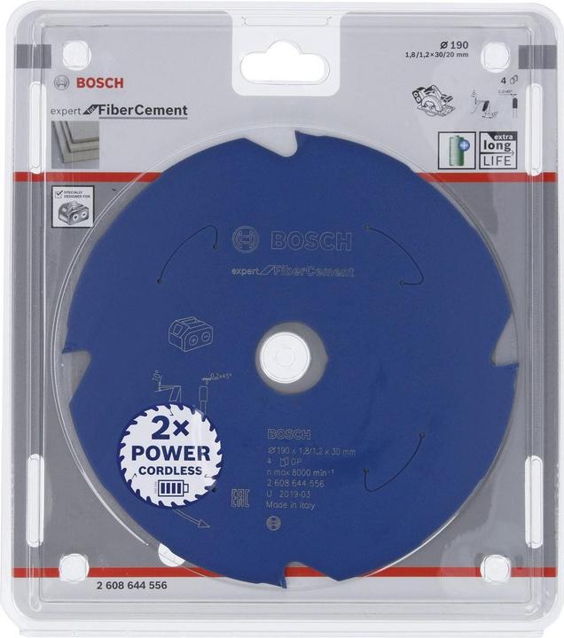 Actual product image Bosch Professional Zubehör Cordless circular saw blade Expert for Fibre Cement, 190 x 1.8/1.2 x 30, 4 teeth