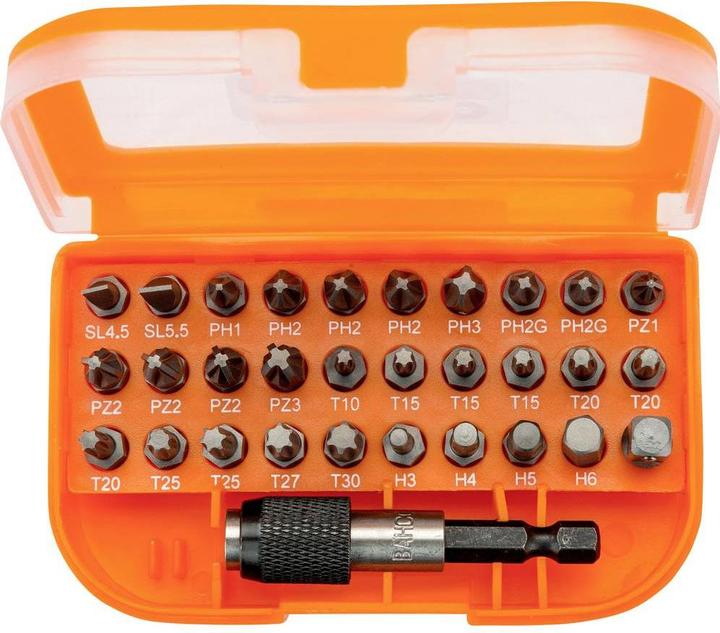 Produktbild Bahco 1/4"-Bitsatz für Schlitz, Phillips-, Pozidriv-, Sechskant- und TORX-Schrauben 40,25 mm × 104,90 m (1/4")