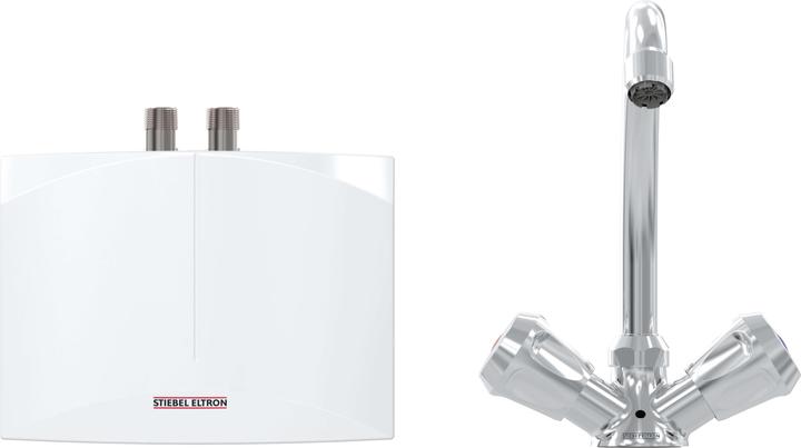 Stiebel Eltron DNM 3+MAZ Mini-Durchlauferhitzer+2-Griff Armatur nur fürs Handwaschbecken, 3,5 kW, mit Stecker