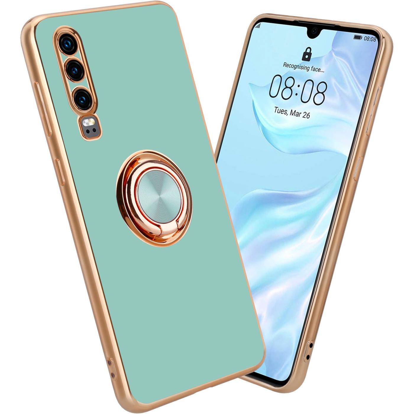 Cadorabo Hülle für Huawei P30 im TPU mit Kameraschutz und Ring LM089 Style (Huawei P30), Smartphone Hülle, Türkis
