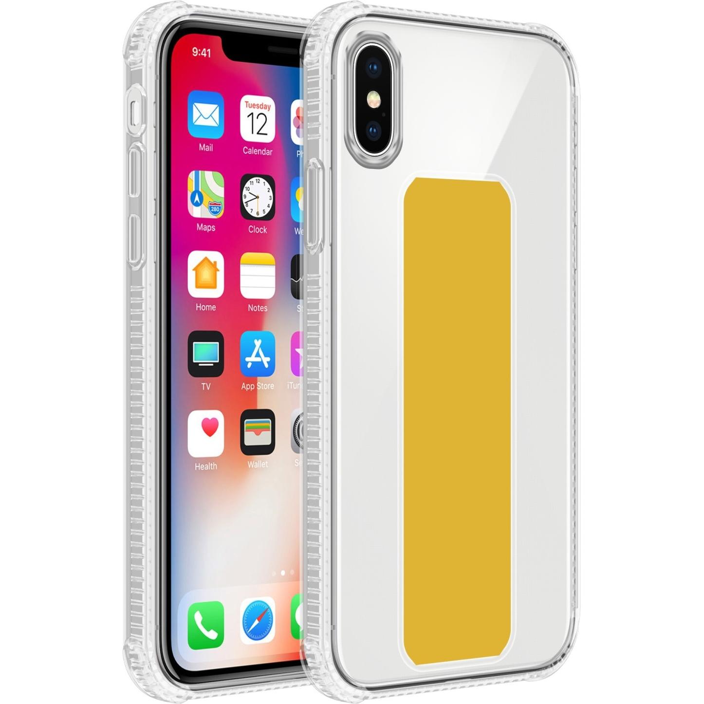 Cadorabo Hülle für Apple iPhone X / XS im TPU mit Halterung LM167 Style (Apple iPhone X), Smartphone Hülle, Gelb