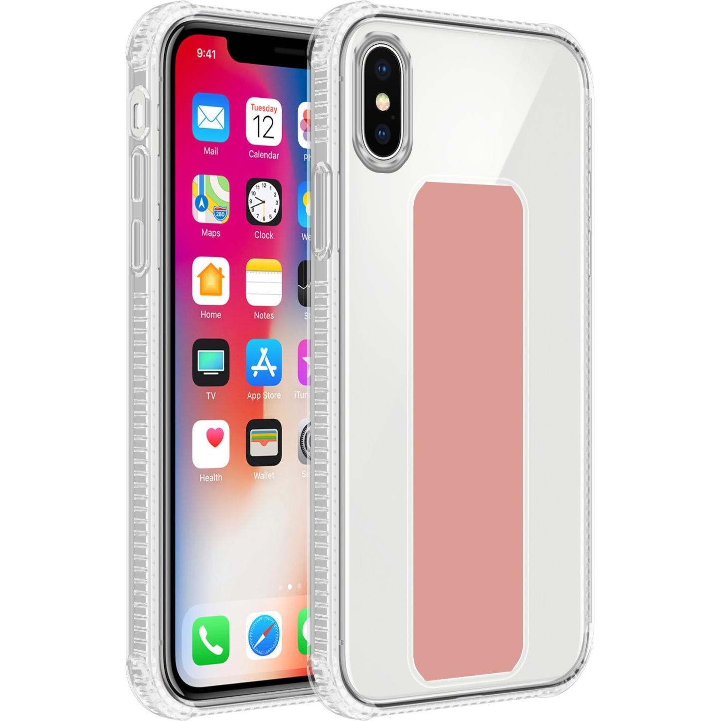Cadorabo Hülle für Apple iPhone X / XS im TPU mit Halterung LM167 Style (Apple iPhone X), Smartphone Hülle, Rosa