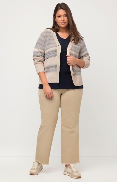 Immagine prodotto Ulla Popken Cardigan in maglia a costa inglese di cotone biologico con scollo a V (56)