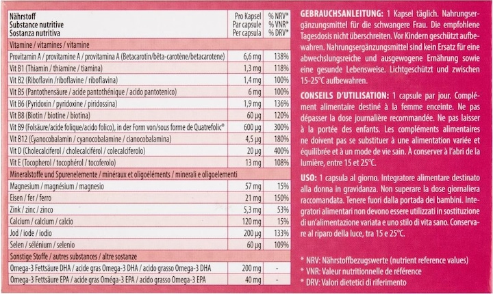 Nutritional values and ingredients Natalben Plus (1 Piece, Capsules, 185 g)