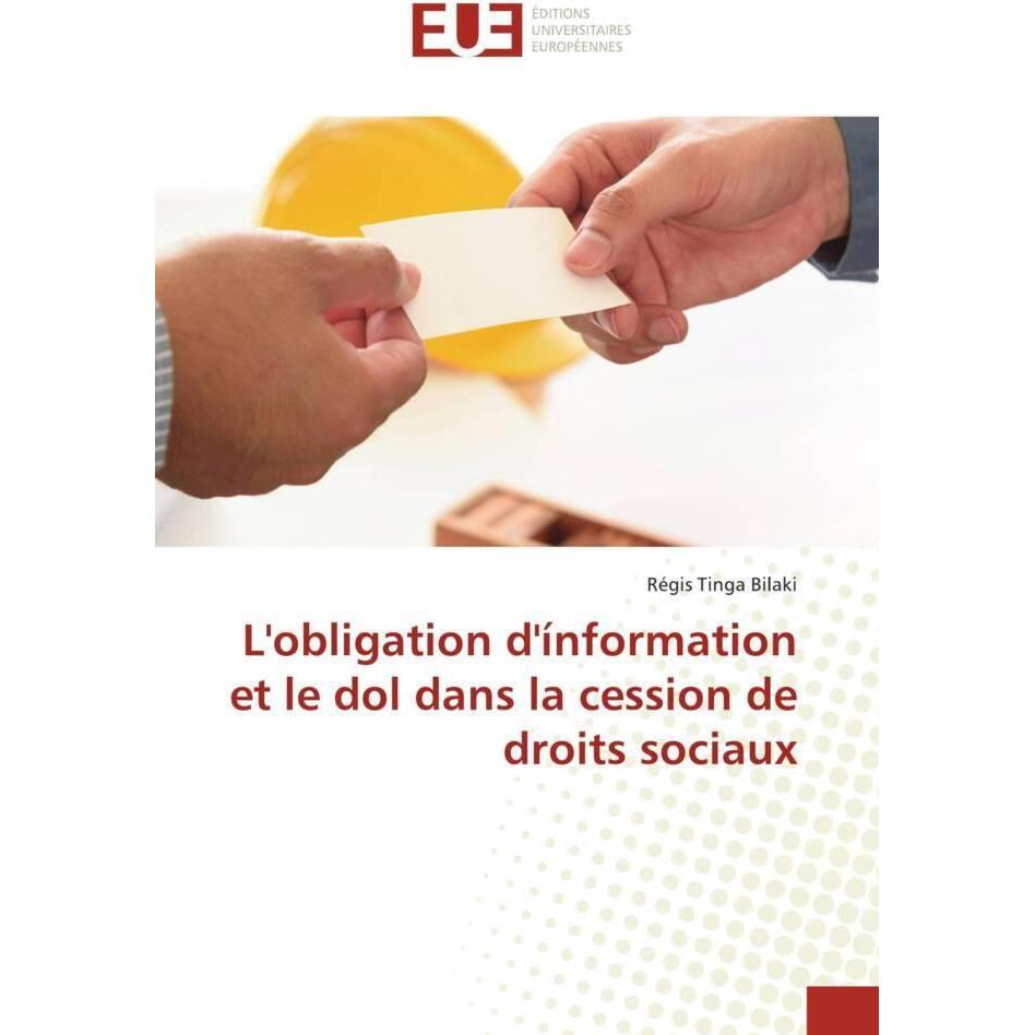 L'obligation d'ínformation et le dol dans la cession de droits sociaux, Fachbücher von Régis Tinga Bilaki