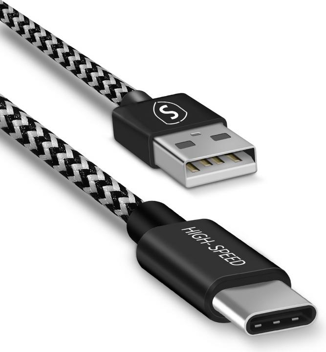 Immagine prodotto SIGN Skin Cavo USB-C 2.1A, 3 m - Nero/Bianco (3 m)