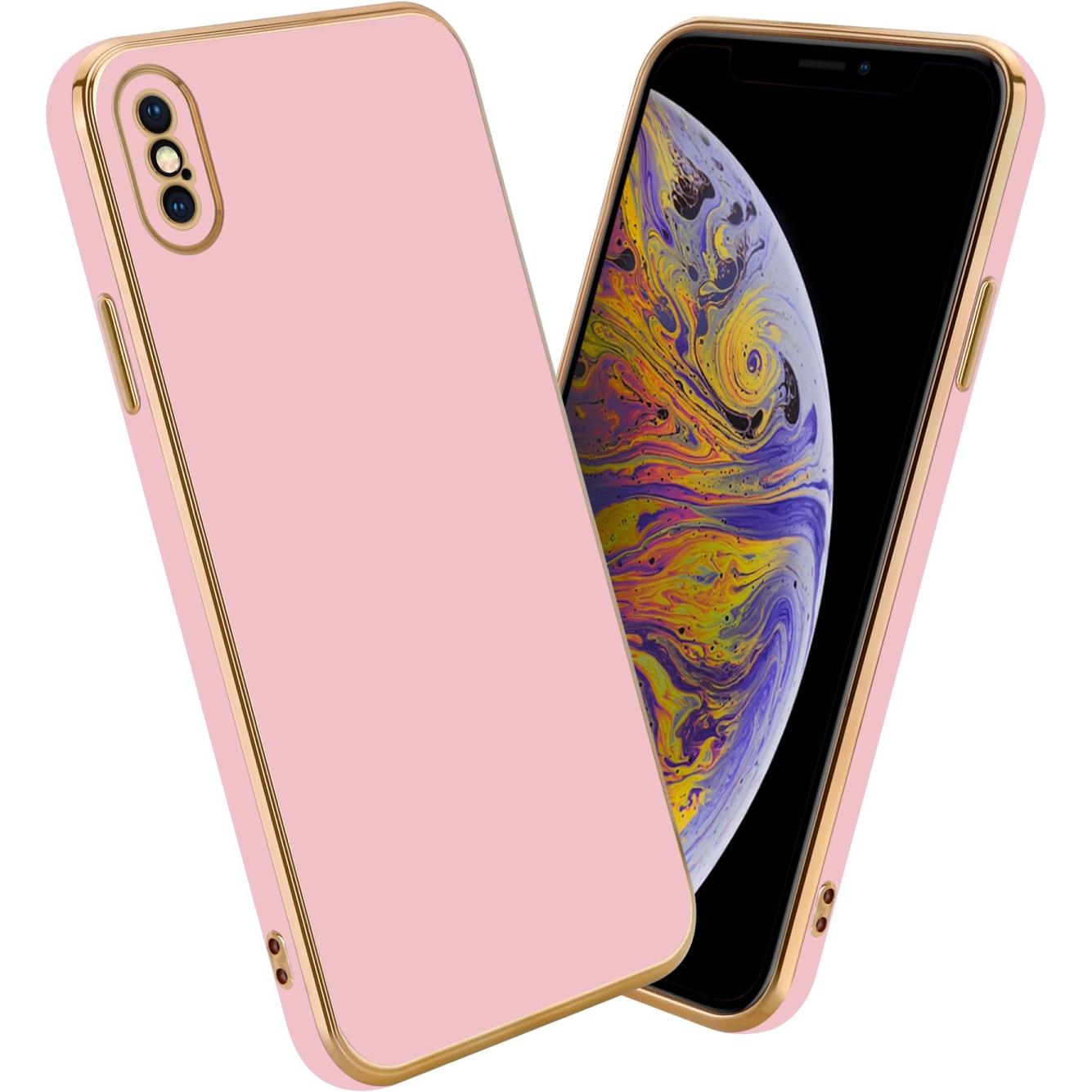 Cadorabo Hülle für Apple iPhone X / XS im TPU mit Kameraschutz LM130 Style (Apple iPhone X), Smartphone Hülle, Rosa