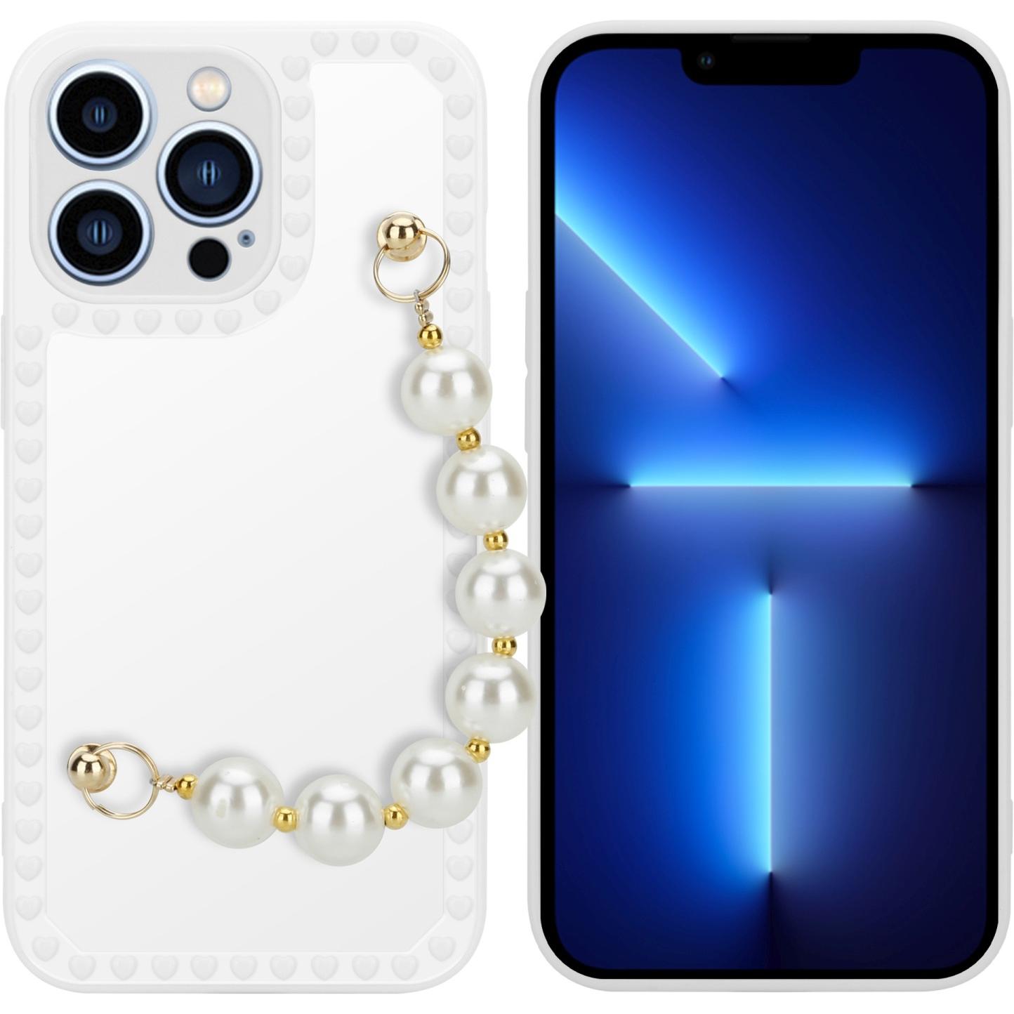 Cadorabo Hülle für Apple iPhone 13 PRO im TPU Perlen Style (Apple iPhone 13 Pro), Smartphone Hülle, Weiss