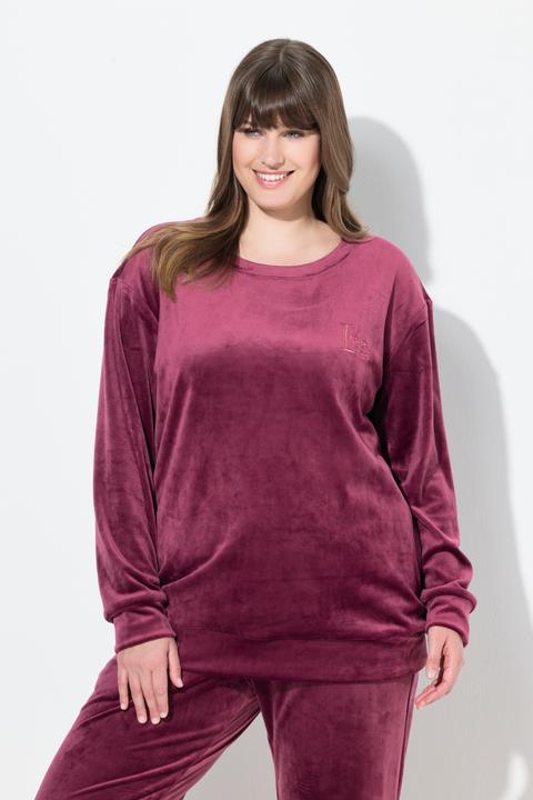 Immagine prodotto Ulla Popken Pullover da casa in Nicki con ricami, scollo a girocollo e maniche lunghe (54)