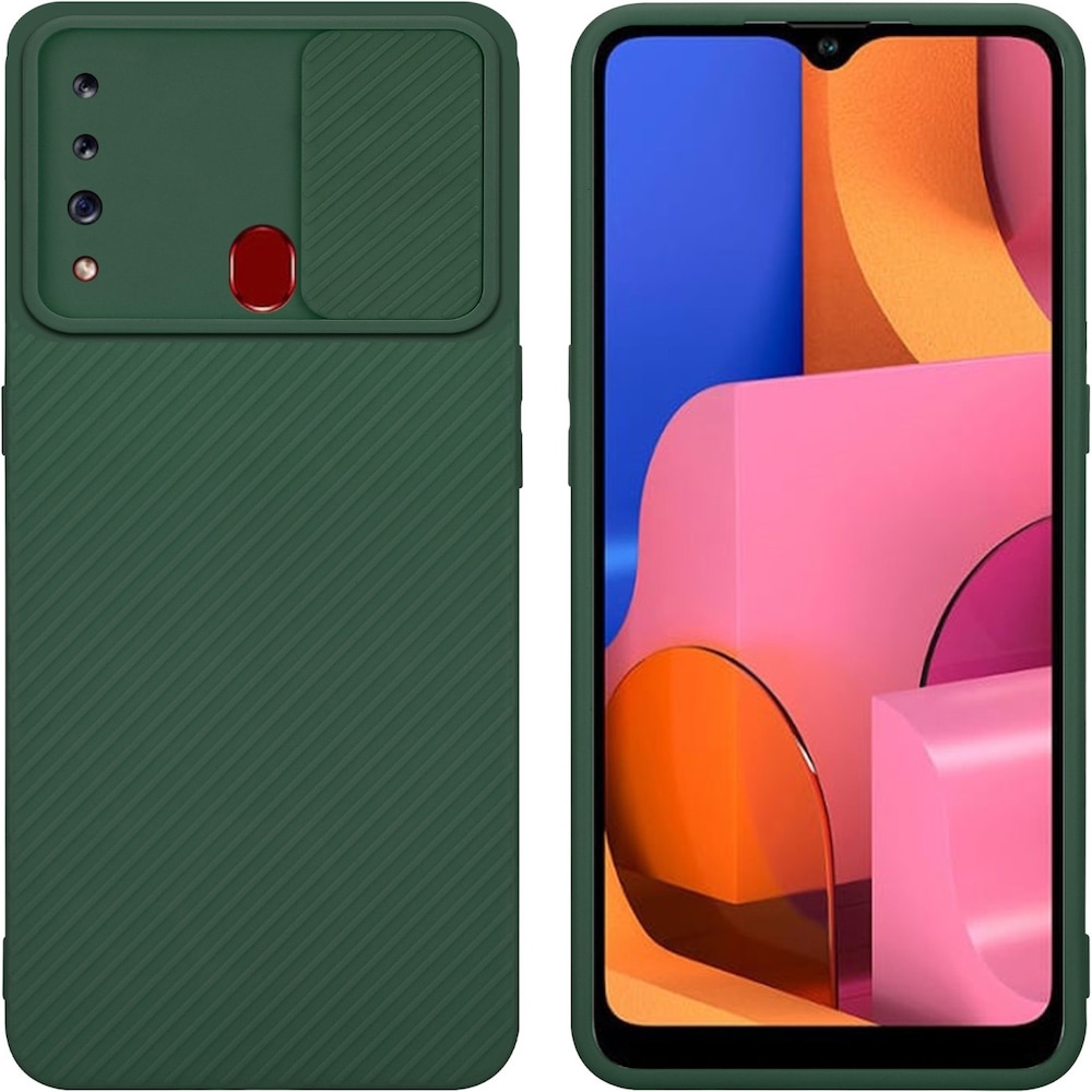 Cadorabo Hülle für Samsung Galaxy A20s im TPU mit Kameraschutz LM009 Style (Samsung Galaxy A20s), Smartphone Hülle, Grün