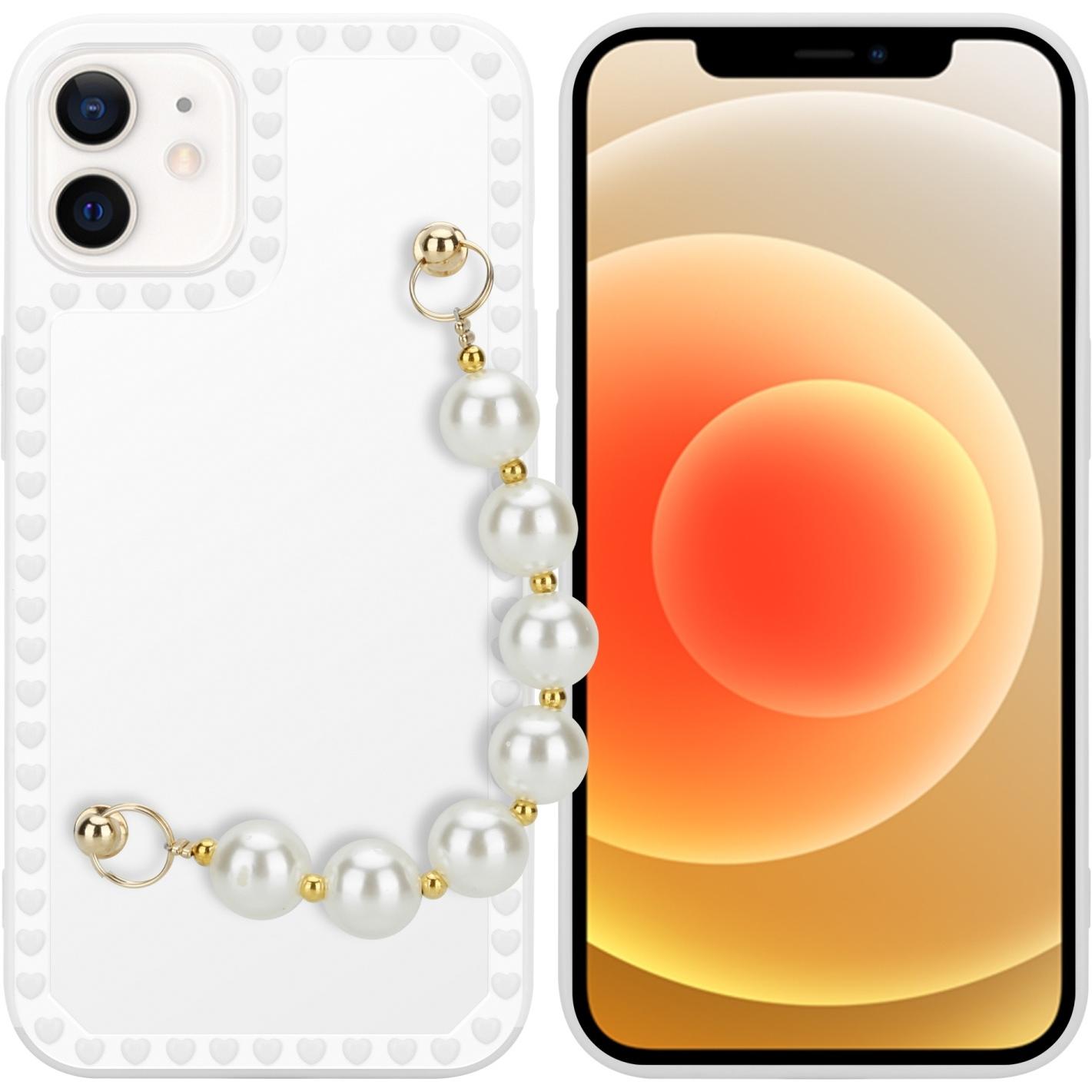 Cadorabo Hülle für Apple iPhone 12 im TPU Perlen Style (Apple iPhone 12), Smartphone Hülle, Weiss