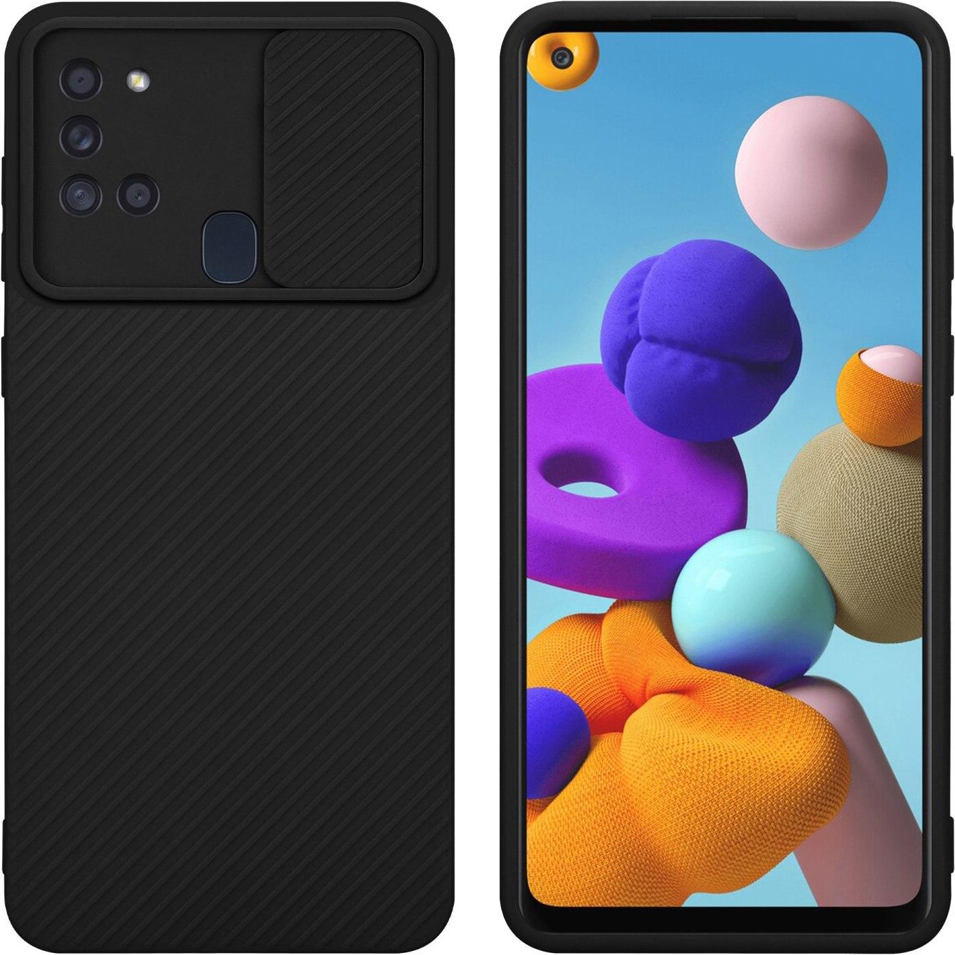 Cadorabo Hülle für Samsung Galaxy A21s im TPU mit Kameraschutz LM009 Style (Samsung Galaxy A21s), Smartphone Hülle, Schw...