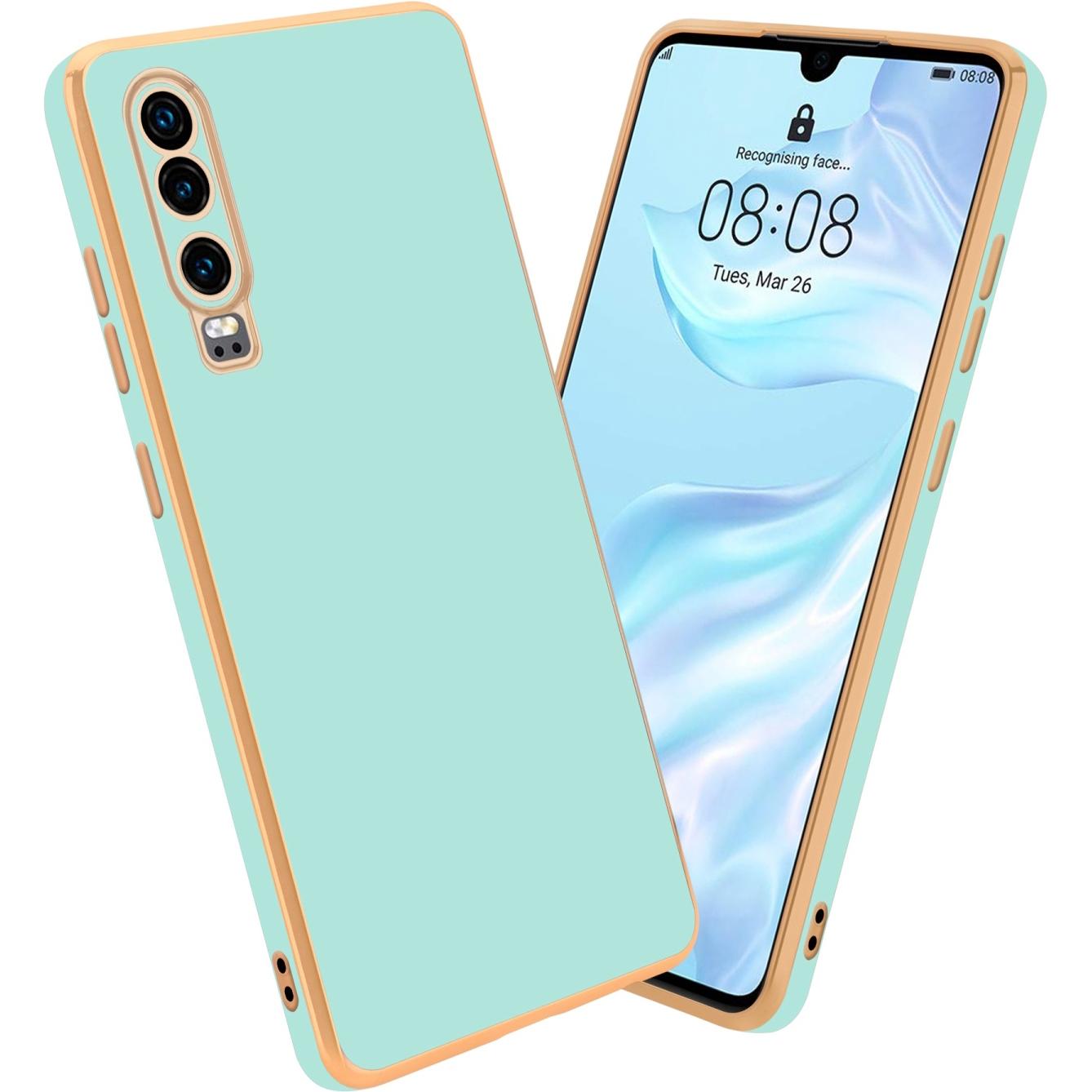 Cadorabo Hülle für Huawei P30 im TPU mit Kameraschutz LM130 Style (Huawei P30), Smartphone Hülle, Grün