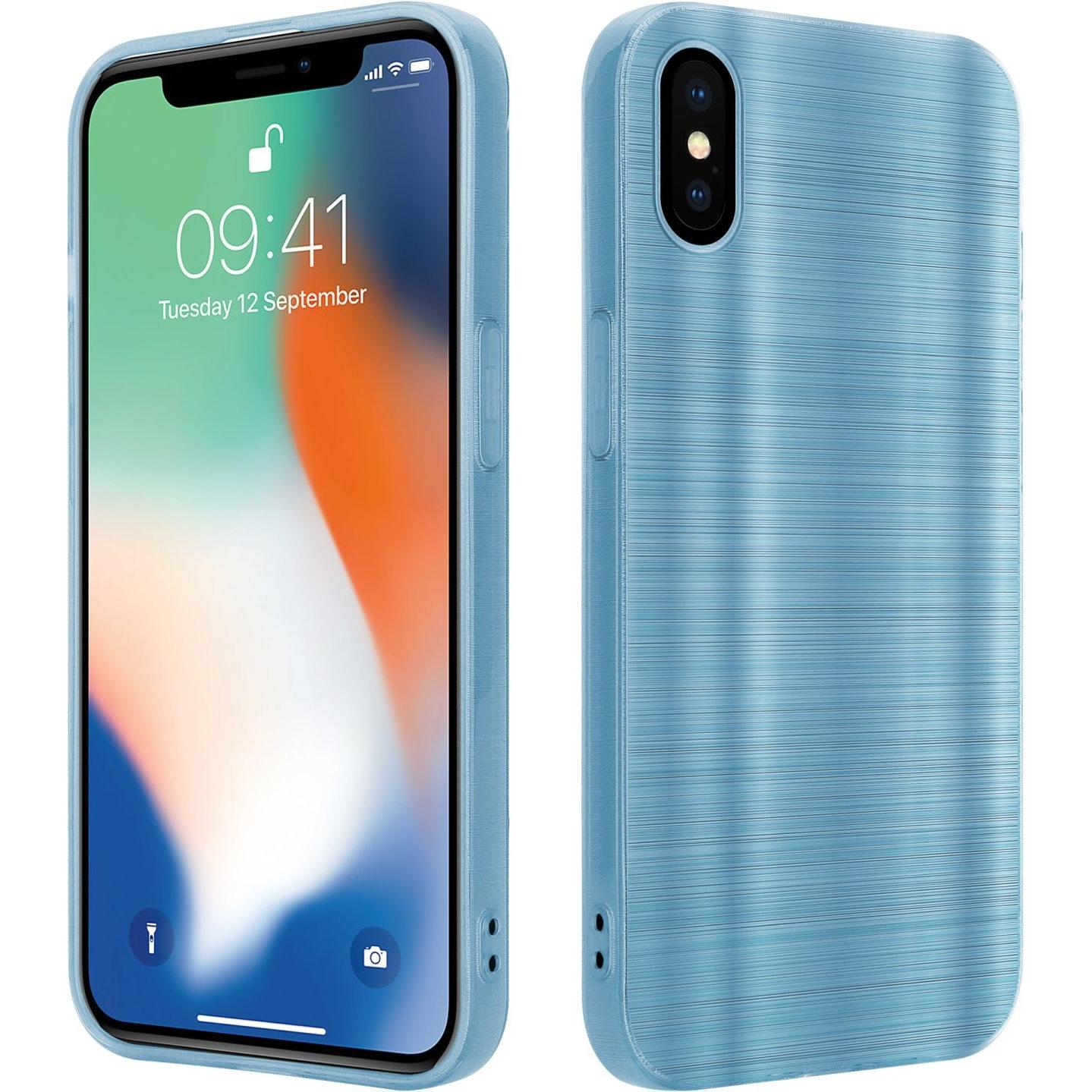 Cadorabo Hülle für Apple iPhone X / XS im TPU Brushed Kameraschutz LM160 Style (Apple iPhone X), Smartphone Hülle, Türki...