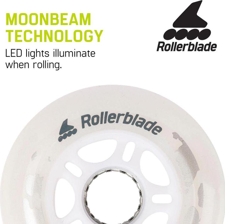 Actual product image Rollerblade Inline skates wheels complete set Moonbeams LED 80/82A (80 mm, 82a)
