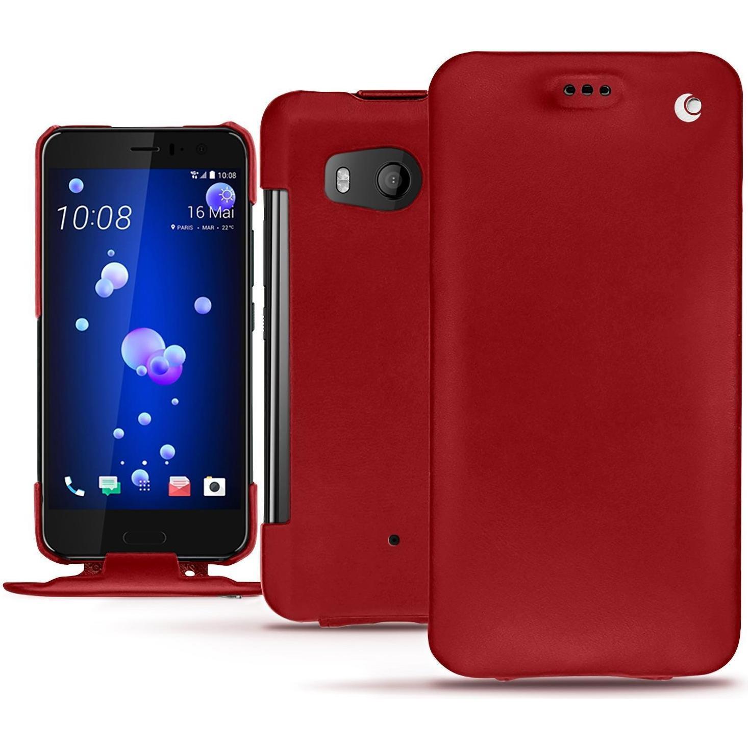 Noreve Lederschutzhülle vertikal (HTC U11), Smartphone Hülle, Rot