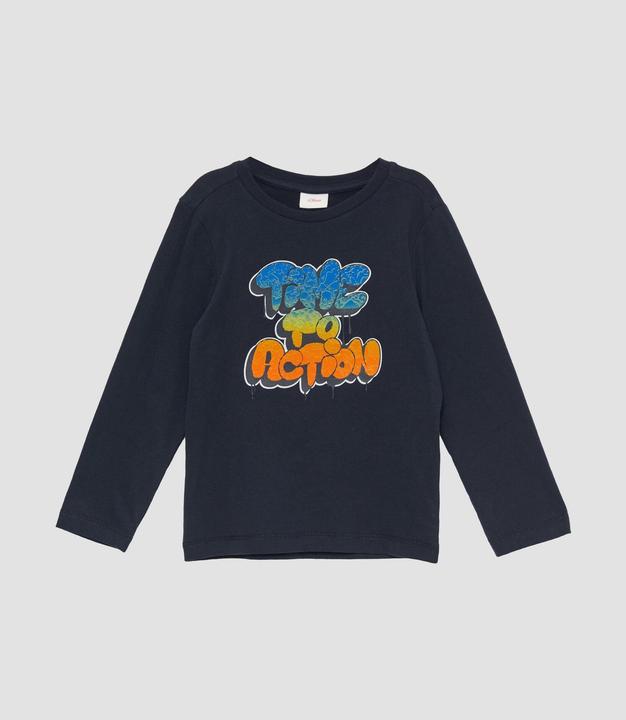 S.Oliver T-Shirt Weiches Longsleeve mit strukturiertem Grafik-Print (104, 110)