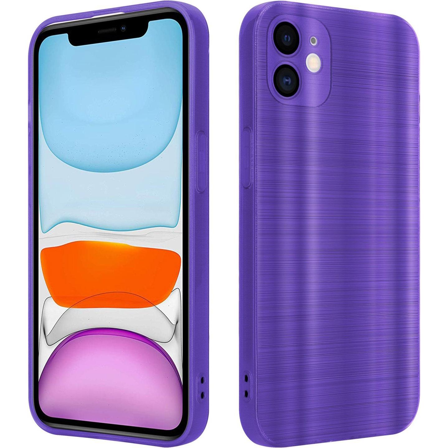 Cadorabo Hülle für Apple iPhone 11 im TPU Brushed Kameraschutz LM160 Style (Apple iPhone 11), Smartphone Hülle, Violett