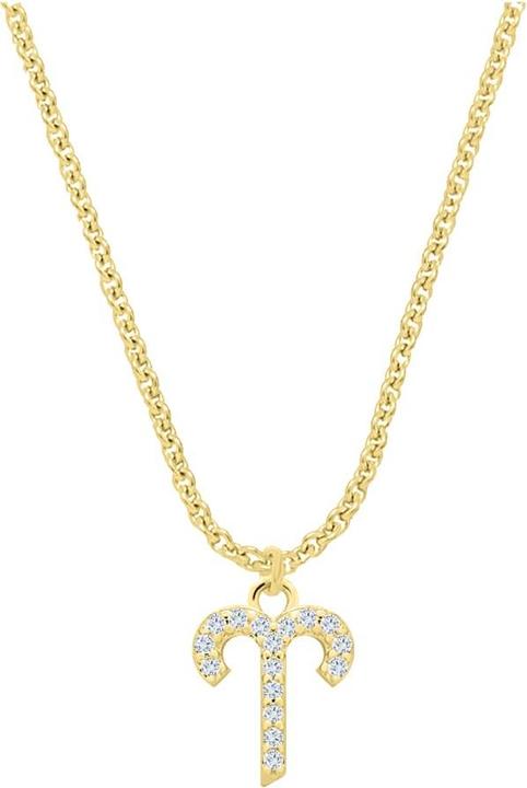 Candy Necklace zodiac Aries, 925 sterling silver, gold plated (18k gold-plated, 925 Sterling silver, 42 - 45 cm)