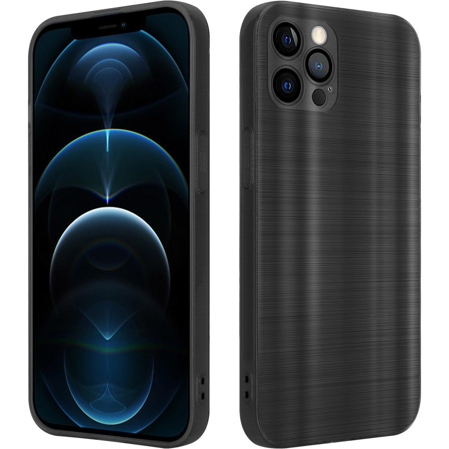 Cadorabo Hülle für Apple iPhone 12 PRO MAX im TPU Brushed Kameraschutz LM160 Style (Apple iPhone 12 Pro Max), Smartphone...